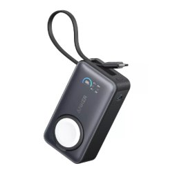 Baterie Externa Anker MagGo Apple Watch 10000mAh Ultra-Slim Qi2 35W Cablu USB-C Incorporat Negru