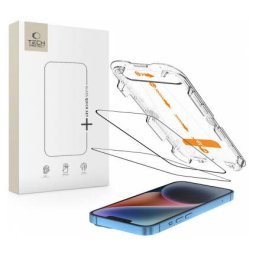 Folie Protectie TECH-PROTECT Quick Set+ Apple iPhone 16 / 15 Sticla Securizata Full Glue Set 2 bucati Cu Rama Ajutatoare Negru