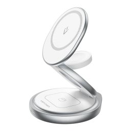 Statie Incarcare Wireless 3in1 Vention FGEI0 MagSafe Telefon 15W Smartwatch 2.5W Casti 3W Fast Charge Pliabil Magnetic 1x USB-C Argintiu