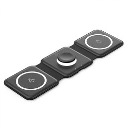 Statie Incarcare Wireless 3in1 Vention FGGB0 MagSafe Telefon 15W Smartwatch 2.5W Casti 5W Fast Charge Pliabil Magnetic Lumina LED 1x USB-C Incarcare Negru