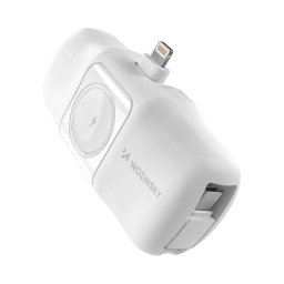 Acumulator extern Wozinsky WF16-YLS 5000mAh, 15W, 1x Lightning, 2x USB-C, Incarcator Apple Watch, Alb