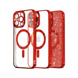 Husa Techsuit MagSafe Apple iPhone 12 Pro Luxury Glitter Rosu