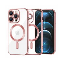 Husa Techsuit MagSafe Apple iPhone 12 Pro Max Luxury Crystal Roz
