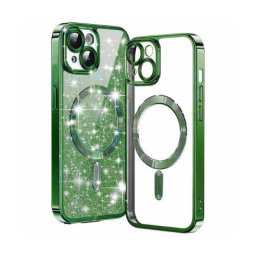 Husa Techsuit MagSafe Apple iPhone 15 Plus Luxury Glitter Verde Inchis