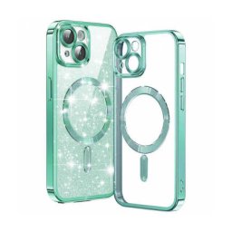 Husa Techsuit MagSafe Apple iPhone 15 Plus Luxury Glitter Verde Deschis