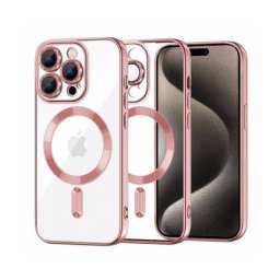 Husa Techsuit MagSafe Apple iPhone 15 Pro Max Luxury Crystal Roz
