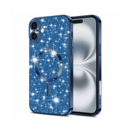 Husa Techsuit MagSafe Apple iPhone 16 Luxury Glitter Albastru