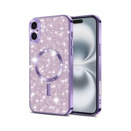 Husa Techsuit MagSafe Apple iPhone 16 Luxury Glitter Mov Deschis