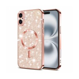 Husa Techsuit MagSafe Apple iPhone 16 Plus Luxury Glitter Roz Auriu