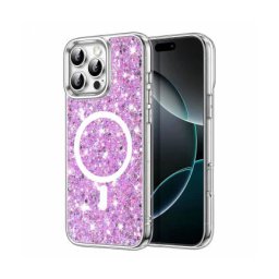 Husa Techsuit MagSafe Apple iPhone 16 Pro Sparkly Glitter Magenta