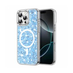 Husa Techsuit MagSafe Apple iPhone 16 Pro Max Sparkly Glitter Albastru