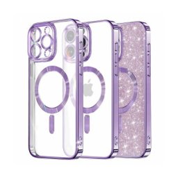 Husa Techsuit MagSafe Apple iPhone 16 Pro Max Luxury Glitter Mov Deschis