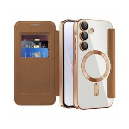 Husa Techsuit MagSafe Samsung Galaxy A35 5G A356 SmartMag Book Piele Ecologica Maro