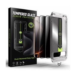Folie de Protectie Techsuit Ecran Privacy TitanGlass pentru Apple iPhone 17 Pro Max Sticla Securizata Full Glue Set 2 Bucati