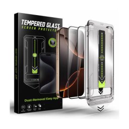 Folie de Protectie Techsuit Ecran TitanGlass pentru Apple iPhone 17 Pro Sticla Securizata Full Glue Set 2 Bucati