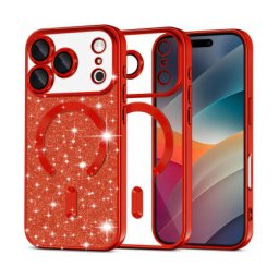 Husa Techsuit MagSafe Apple iPhone 17 Pro Max Luxury Glitter Rosu