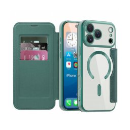 Husa Techsuit MagSafe Apple iPhone 17 Pro Max SmartMag Book Verde