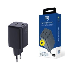 Incarcator 3MK Hyper Charger, 45W, 2xUSB-C, Fast Charging, Negru