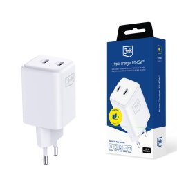Incarcator 3MK Hyper Charger, 45W, 2xUSB-C, Fast Charging, Alb