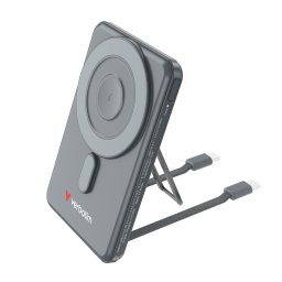 Acumulator Extern Verbatim C'n'G Magnetic 5000mAh Incarcare Wireless 2 Cabluri USB-C Integrate Gri