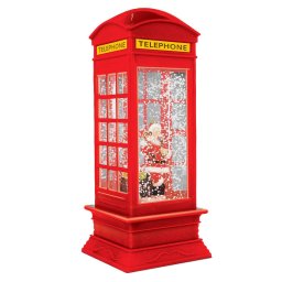 Decoratiune Craciun Forever Light Iluminat Model Cabina Telefonica Rosu