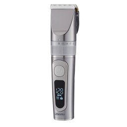 Masina de Tuns Adler cu Afisaj LCD IPX6 Baterie 2000mAh 4x Piepteni Argintiu
