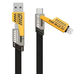 Cablu de date Awei CL-226, USB-C / USB-A la USB-C / Lightning, 65W, 480Mbps, 1.2m, Negru