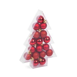 Set Decoratiuni de Brad Generic 17Buc/Set 3 Tipuri de Rosu