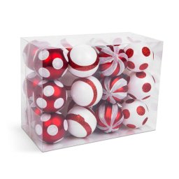 Set Decoratiuni de Brad Generic 24 Bucati/Set Rosu/Alb