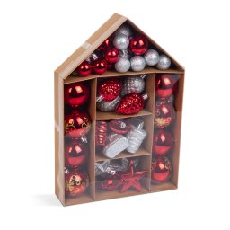 Set Decoratiuni de Brad Generic 36 Buc/Set Rosu-Argintiu