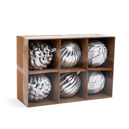 Set Decoratiuni de Brad Generic 6 Buc / Set Alb-Argintiu