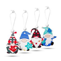 Set Decoratiuni Brad Familly Christmas pentru Agatat Spiridusi din Lemn 4 Tipuri 12 Buc/Pachet