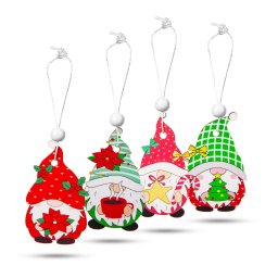 Set Decoratiuni Brad Familly Christmas pentru Agatat Spiridusi din Lemn 4 Tipuri 12 Buc/Pachet
