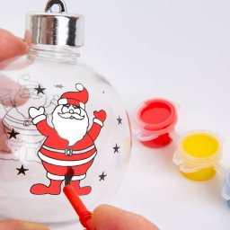 Ornament pentru Brad de Craciun Familly Christmas Poate fi Pictat Sfera + Vopsea si Pensula 80 mm