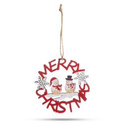 Ornament de Craciun Familly Christmas Om de Zapada din Lemn 10 Cm Rosu