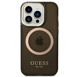 Husa Guess Gold Outline Translucent cu MagSafe compatibila cu iPhone 14 Pro Max, Negru