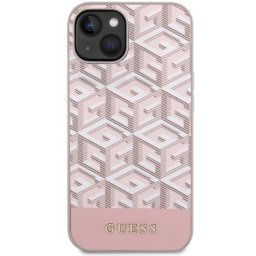 Husa Guess GCube Stripes cu MagSafe compatibila cu iPhone 13 / 14 / 15, Roz