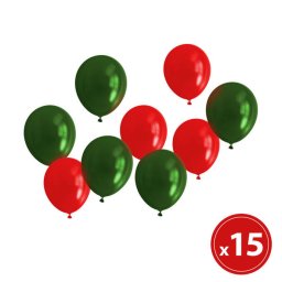 Set Baloane Familly Christmas 15 Piese / Pachet Rosu Verde Metalic