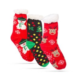 Sosete de Craciun GLOBIZ Anti-Alunecare pentru Adulti 3x Modele Multicolor