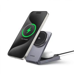 Incarcator Wireless UGREEN 2-in-1 Magnetic Qi2 USB-C 15W Gri