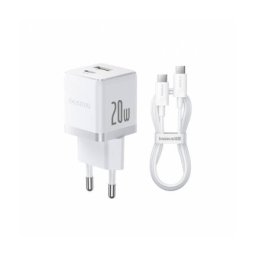 Incarcator Baseus Retea Cu Cablu USB-C Palm 20W 3A 1 x USB-A - 1 x USB-C Alb