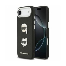 Husa Karl Lagerfeld Apple iPhone 17 Air Grained Karl & Choupette's Heads Pins and Logo Negru