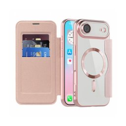 Husa MagSafe Techsuit SmartMag Book pentru Apple iPhone 17 Air Roz