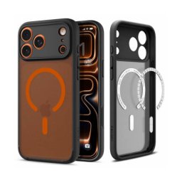 Husa MagSafe Spigen Ultra Hybrid pentru Apple iPhone 17 Pro Max Neagra / Portocalie Satinata