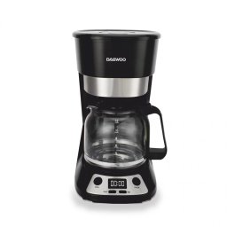 Cafetiera Daewoo SDA DCM90BX Capacitate 1.5L Display LCD Filtru Permanent Timer Functie Pornire Automata Mentinere Cald 40 Min Putere 900W Negru/Inox