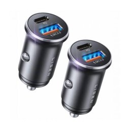 Incarcator Lisen Auto 36W 3A 1 x USB-A - 1 x USB-C Set 2 Bucati Negru