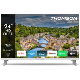 Televizor QLED Smart Thomson 24HQG3S15CW 24Inch / 60CM HD Google TV Adaptor 12V Alb