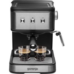 Espressor Manual Gorenje ESCM12MBK Rezervor Apa 1.5L Presiune 15 Bar Sistem Cappucccino Putere 850W Negru/Argintiu