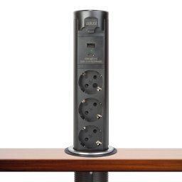 Priza Retractabila Delight Touch cu Motor 3 Prize Schuko USB A+C 16A Negru