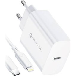 Incarcator Forcell F-ENERGY TFK-TC-20WPD Type C Lightning PD QC4.0 3A 20W Alb
